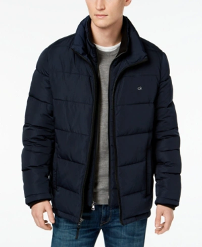 Shop Calvin Klein Men's Puffer With Set In Bib Detail, Created For Macy's In True Navy