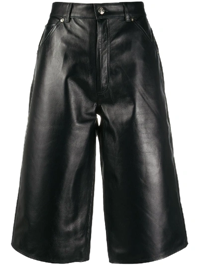 Shop Manokhi Leather Knee-length Shorts In Black