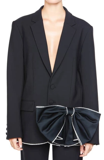 Shop Area Crystal Trim Bow Blazer In Black/ Clear