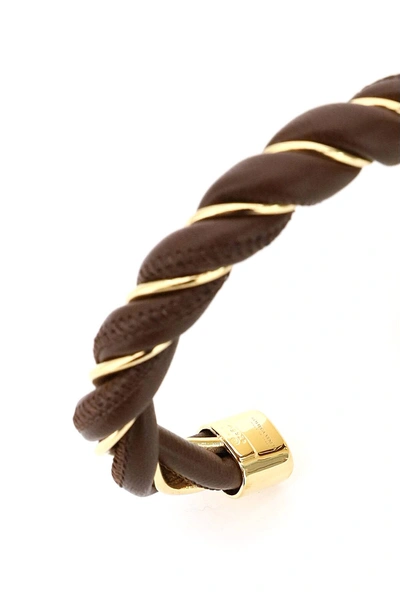 Shop Bottega Veneta Torcillon Bracelet In Brown,gold