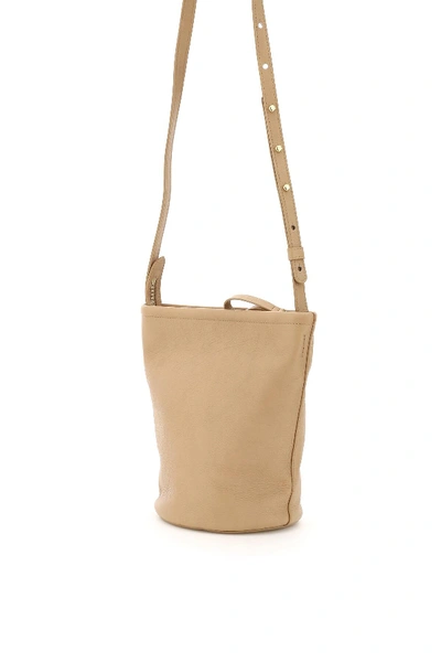 Shop Mansur Gavriel Bucket Bag With Zip In Beige,brown
