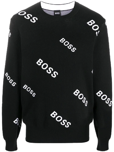 Shop Hugo Boss All-over Print Jumper In Black