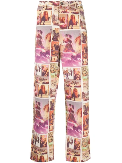 Shop Daily Paper Comic-print Straight Leg Trousers In Neutrals