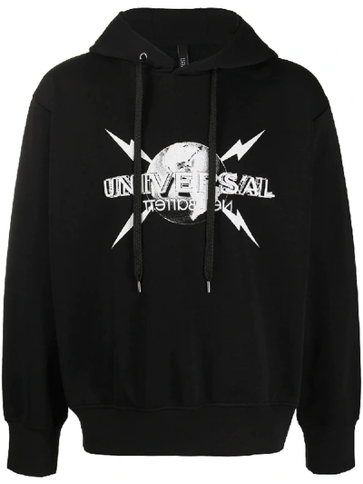 Shop Neil Barrett Universal Logo Hoodie Black/white