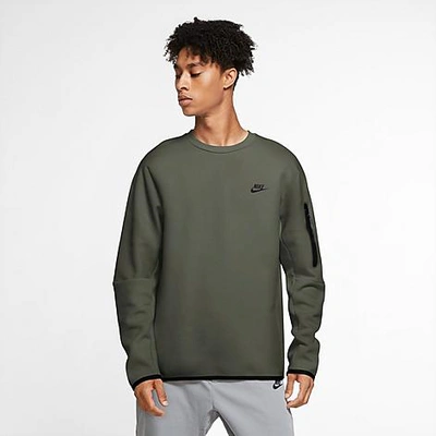 Shop Nike Men's Sportswear Tech Fleece Crewneck Sweatshirt In Green
