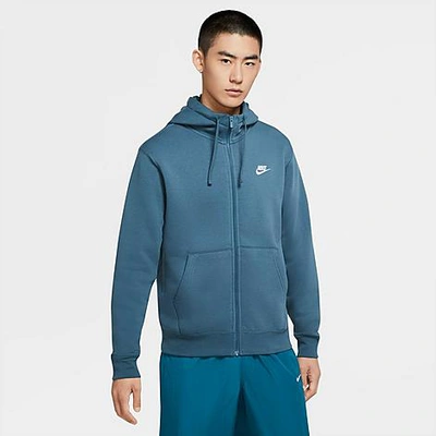 Shop Nike Men's Sportswear Club Fleece Full-zip Hoodie In Ash Green/ash Green/white