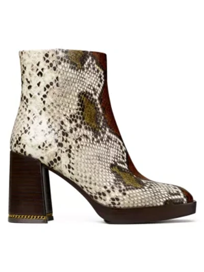 Shop Tory Burch Ruby Python-embossed Ankle Boots In Aspen