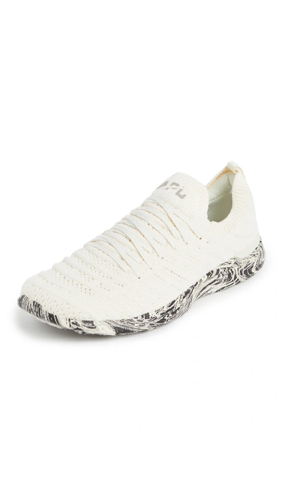 Shop Apl Athletic Propulsion Labs Techloom Wave Running Sneakers In Pristine/silver Travertine/mar
