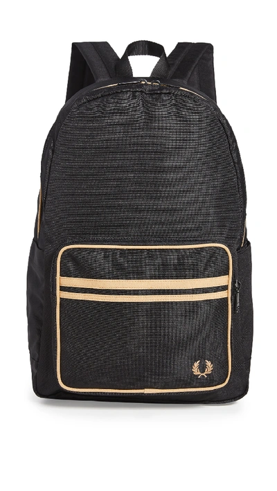 Shop Fred Perry Twin Tipped Backpack In Black/champagne