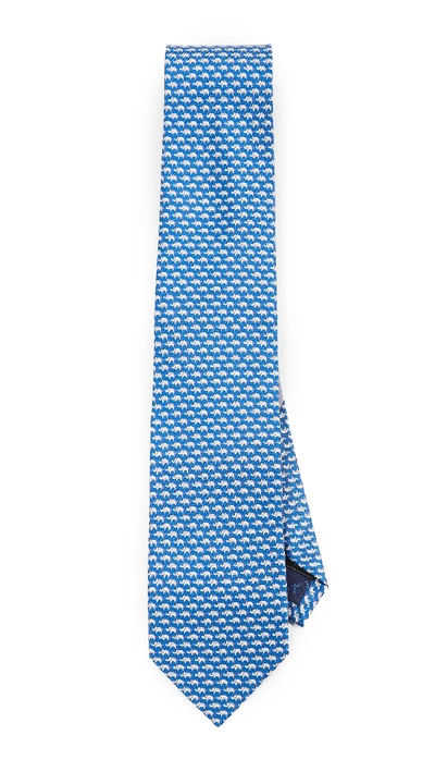 Shop Ferragamo Marlon Printed Tie In Blue