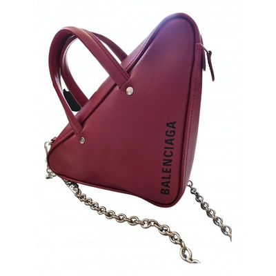 Pre-owned Balenciaga Triangle Burgundy Leather Handbag