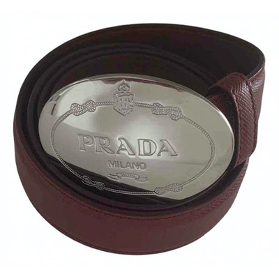 Pre-owned Prada Burgundy Leather Belt