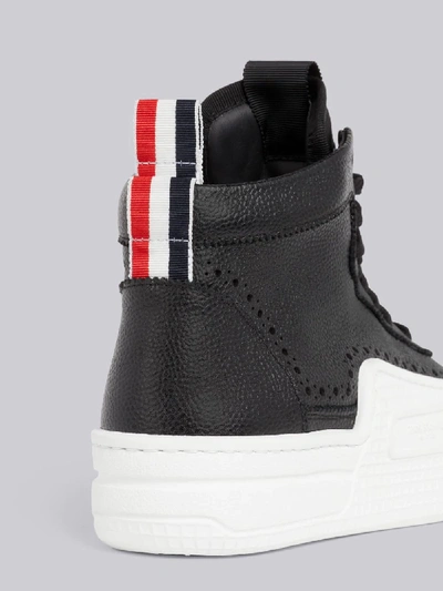Shop Thom Browne Black And White Pebbled Calfskin Basketball High-top Trainer