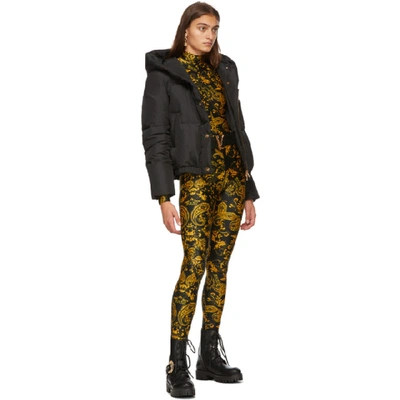 Shop Versace Black Down Hooded Puffer Jacket In A7027 Bianc