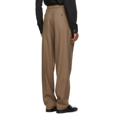 Shop Lemaire Brown Belted Pleats Trousers In 409 Cub Bro