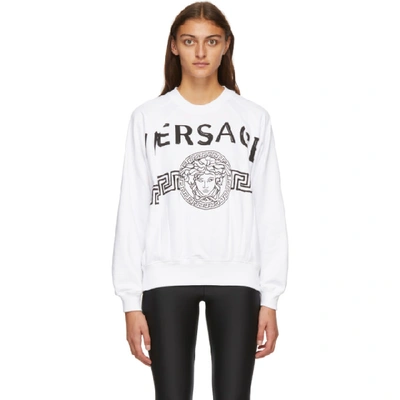 Shop Versace White Vintage Medusa College Sweatshirt In A2048 Bianc