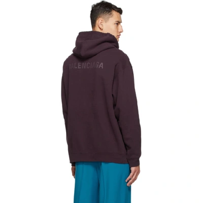 Shop Balenciaga Purple Medium Fit Hoodie In 5865eggpla