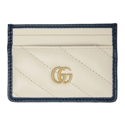 Shop Gucci White Gg Marmont Torchon Card Holder In 9085 Wht/bl