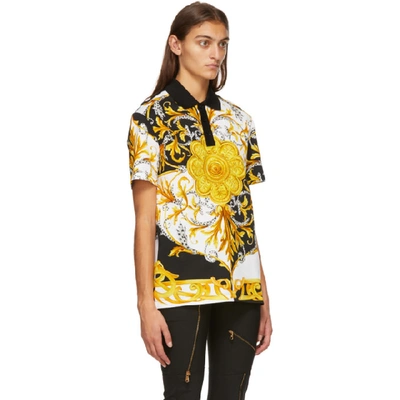 Shop Versace White Barocco Acanthus Polo In A7027 White