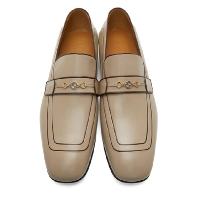 Shop Gucci Beige Horsebit Dracma Loafers In 9563 Oatmea