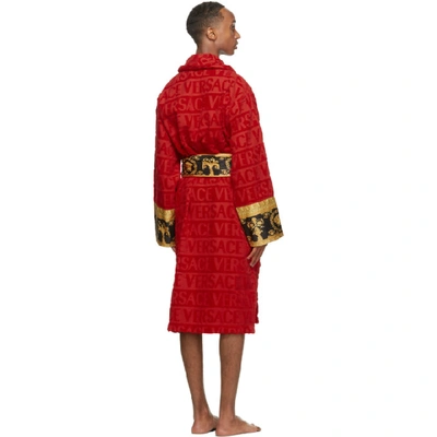 Shop Versace Red Barocco Robe In Z4003 Red
