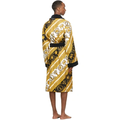 Shop Versace White & Gold Baroque Robe In Z7066 White