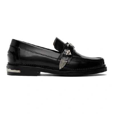 Shop Toga Pulla Black Leather Hardware Loafers