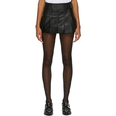 Shop Junya Watanabe Black Faux-leather Pleated Mini Skirt In 1 Black