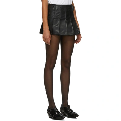 Shop Junya Watanabe Black Faux-leather Pleated Mini Skirt In 1 Black