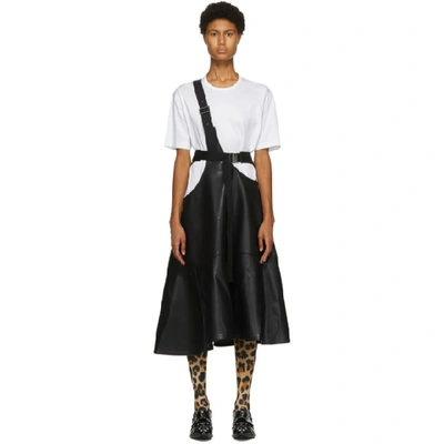 Shop Junya Watanabe Black Faux-leather One-strap Suspender Skirt In 1 Black