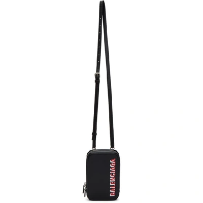 Shop Balenciaga Black Large Cash Zip Phone Holder Bag In 1065black/