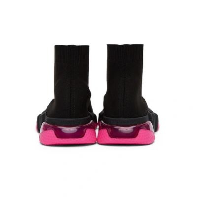 Shop Balenciaga Black And Pink Speed 2.0 Sneakers In 1051 Blac/f