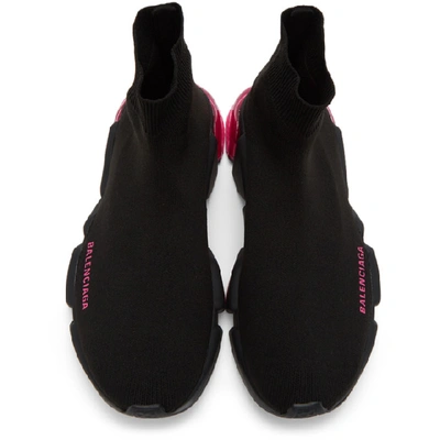 Shop Balenciaga Black And Pink Speed 2.0 Sneakers In 1051 Blac/f