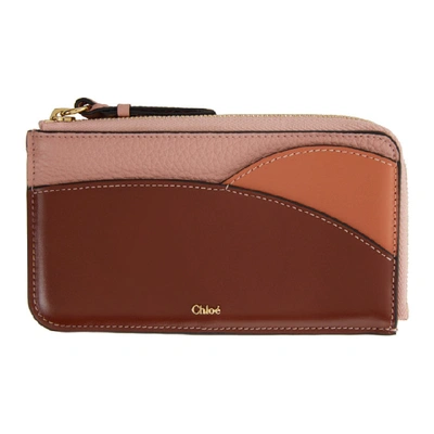 Shop Chloé Chloe Pink Walden Zip-around Card Holder In 27s Sepiabr