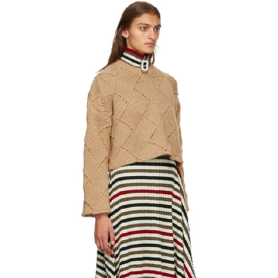 Shop Jw Anderson Tan Cropped Oversize Sweater In 640 Tan