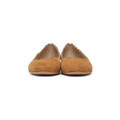 Shop Chloé Orange Suede Lauren Flats In 262 Sunbrow