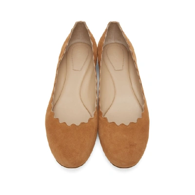 Shop Chloé Orange Suede Lauren Flats In 262 Sunbrow