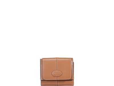 Shop Tod's Micro Trifold Logo Wallet In Brown