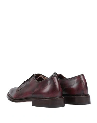 Shop Tricker's Laced Shoes In Maroon