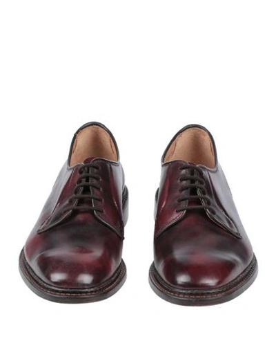 Shop Tricker's Laced Shoes In Maroon
