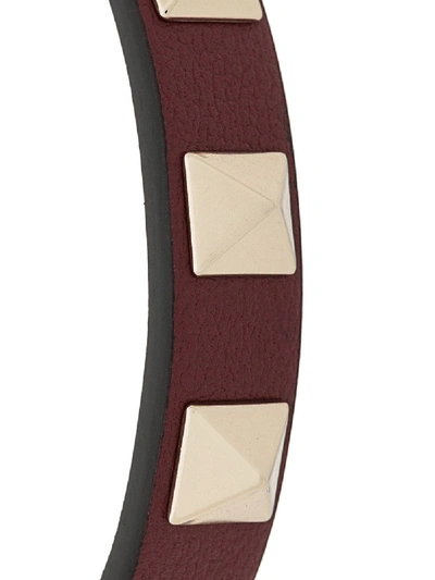 Shop Valentino Rokcstud Leather Bracelet In Violet