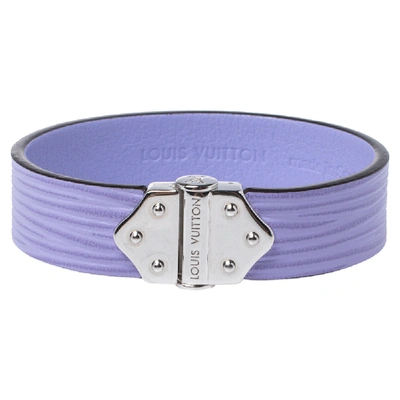 Pre-owned Louis Vuitton Purple Epi Leather Spirit Bracelet Size 17