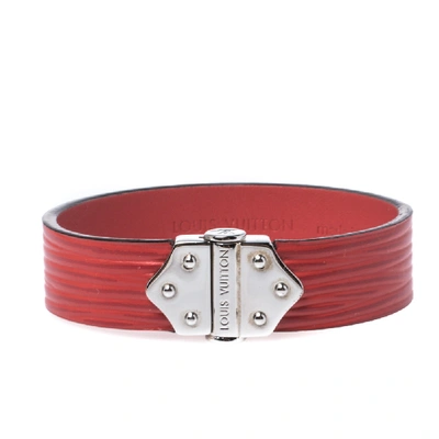 Pre-owned Louis Vuitton Red Epi Leather Spirit Bracelet 17