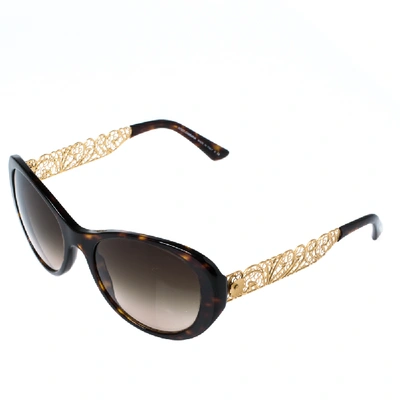 Pre-owned Dolce & Gabbana Havana/brown Gradient Dg 4213 Filigree Cat Eye Sunglasses