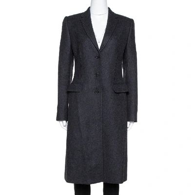Pre-owned Dolce & Gabbana Black Felted Wool Mid Length Coat M