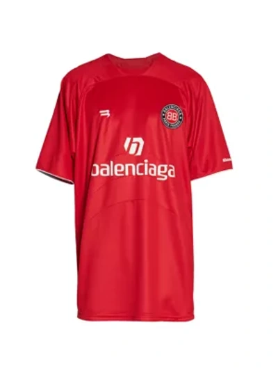 Shop Balenciaga Soccer T-shirt In Red White