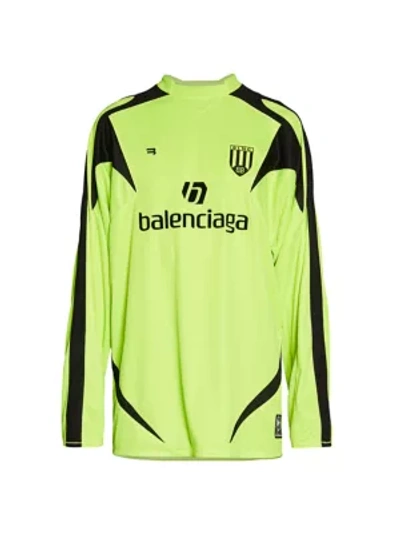 Shop Balenciaga Long-sleeve Soccer T-shirt In Fluo Yellow