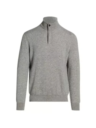 Shop Ermenegildo Zegna Premium Cashmere Half-zip Sweater In Light Grey