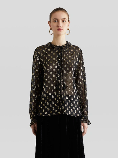 Shop Etro Georgette Shirt With Paisley In Black