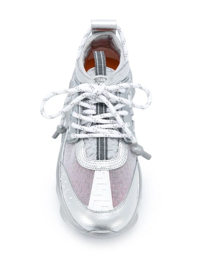 Shop Versace Chain Reaction Sneakers In Silver